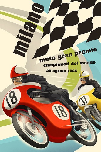 Poster milano moto gran - milano, premio
